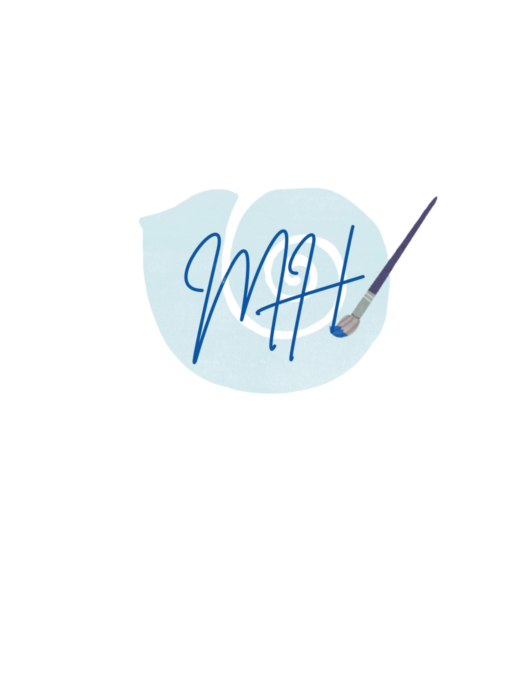 logo MH with paintbrush and shell